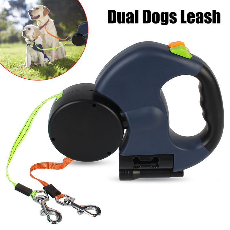 Retractable Dog Leash For Small Dogs Reflective Dual Pet Leash Lead 360 Swivel No Double Dog Walking Leash With Lights Pet Products FurWell