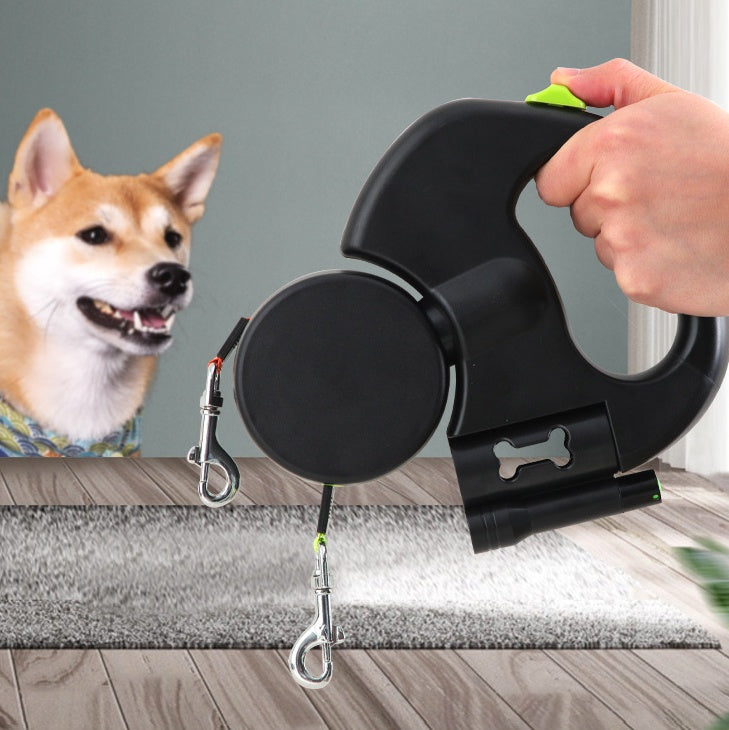 Retractable Dog Leash For Small Dogs Reflective Dual Pet Leash Lead 360 Swivel No Double Dog Walking Leash With Lights Pet Products FurWell