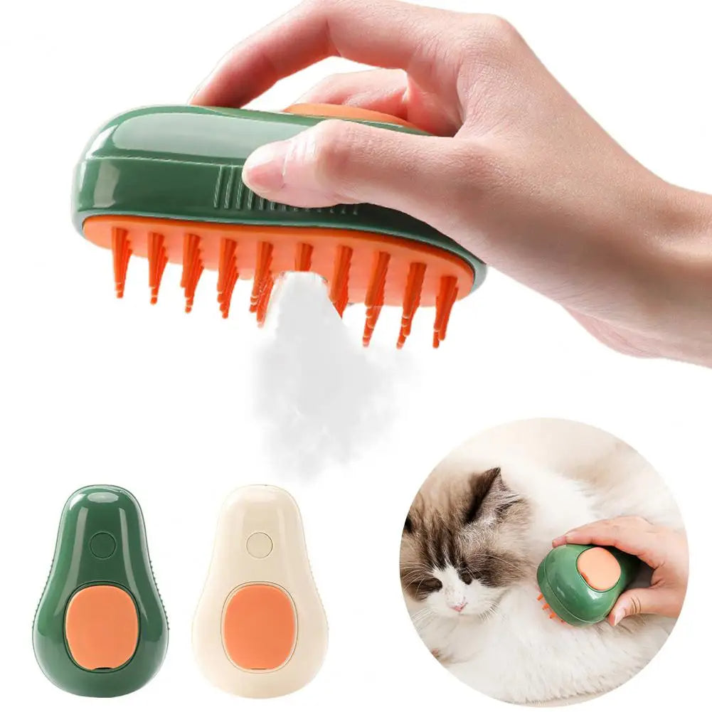 Steamy Cat Brush Cat Dog Grooming Comb Electric Self Cleaning Steam Cat Brush For Massage Avocado Shape Pet Spray Cat Grooming FurWell