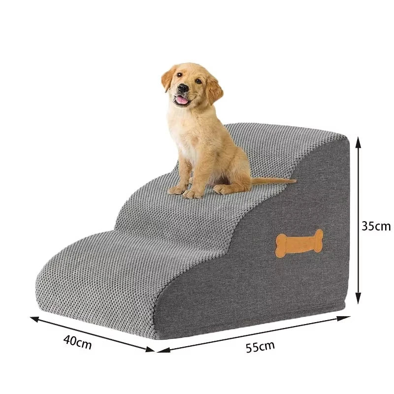 Non-Slip Foam Pet Stairs — 2 or 3 Step Ramp for Senior Dogs, Couch & Bed Access