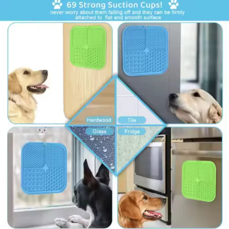 Silicone Lick Mat for Dogs — Suction-Cup Slow Feeder & Bath Distraction Pad (Set of 2)