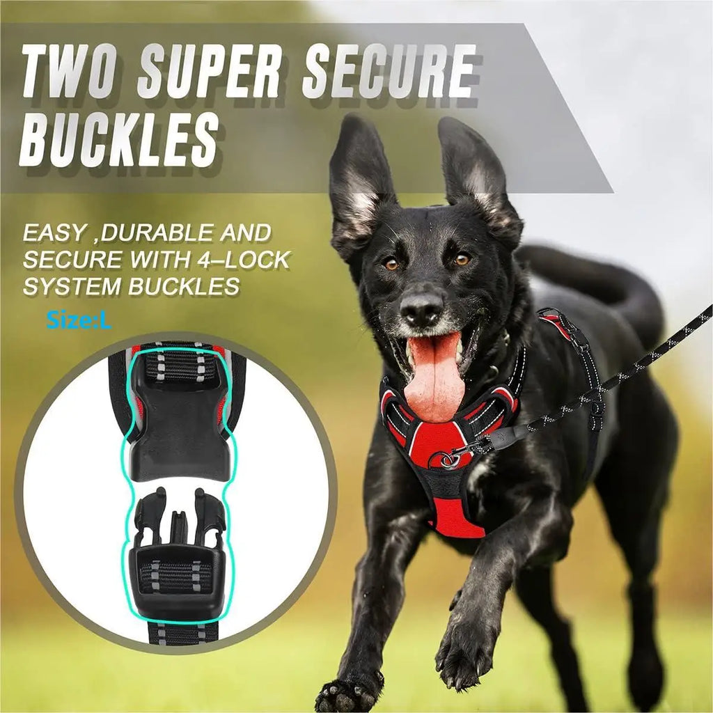 No-Pull Front-Clip Dog Harness — Reflective, Padded, Easy-Control Handle for Big Dogs