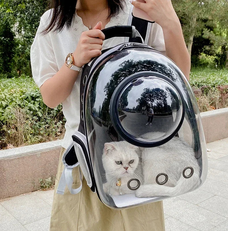 Bubble-Window Pet Backpack — Ventilated Travel Carrier for Cats & Small Dogs