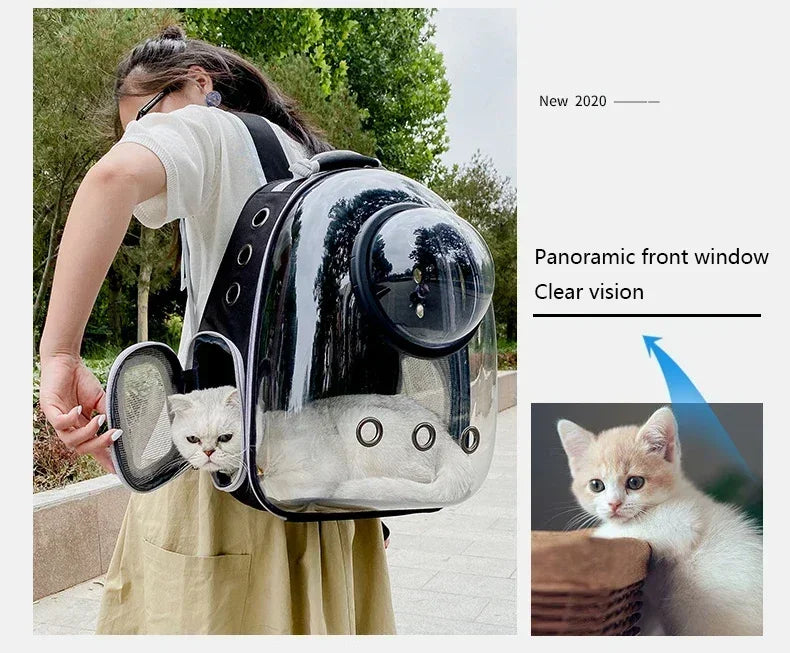 Bubble-Window Pet Backpack — Ventilated Travel Carrier for Cats & Small Dogs