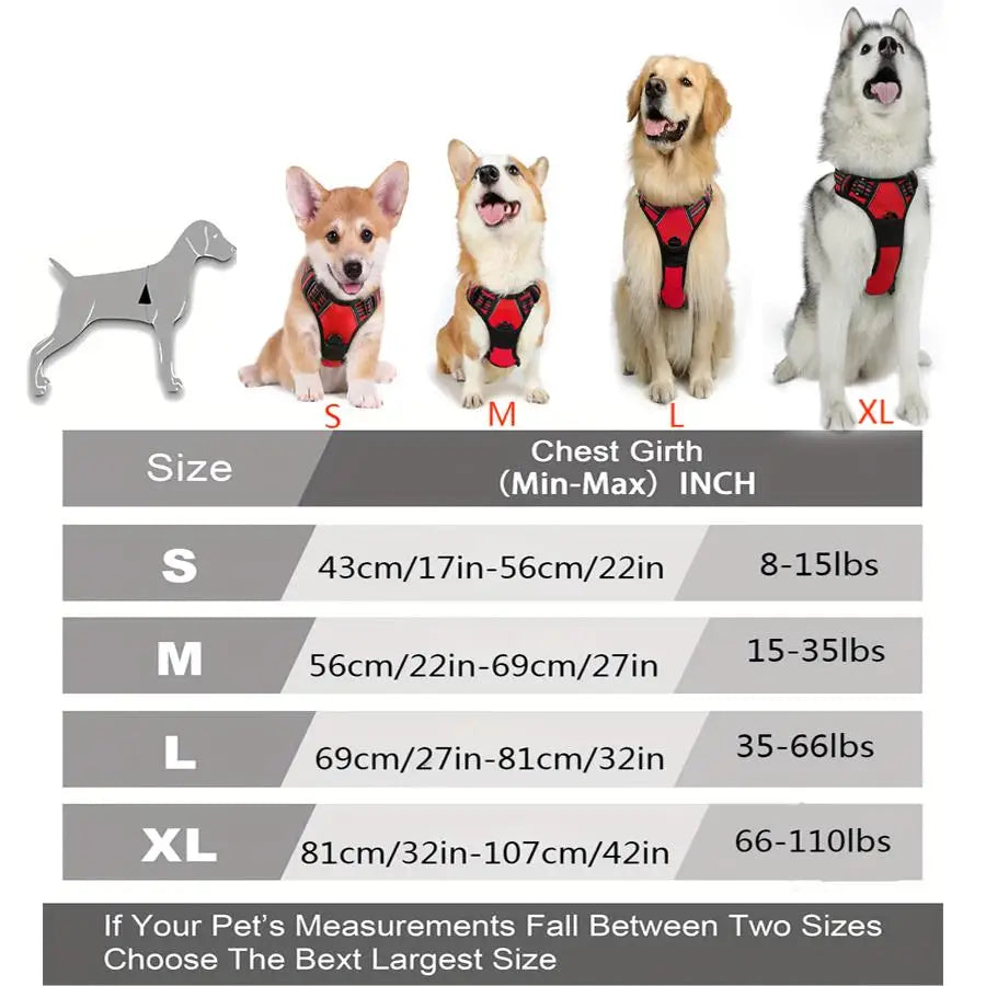 No-Pull Front-Clip Dog Harness — Reflective, Padded, Easy-Control Handle for Big Dogs