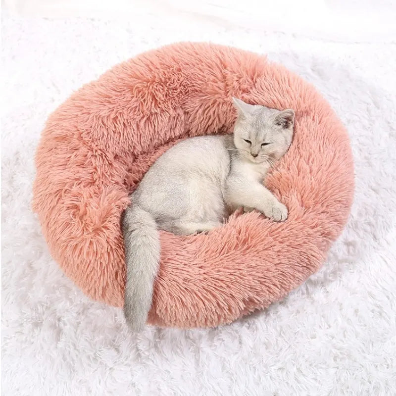 Round Donut Cuddler Pet Bed — Plush Calming Bed for Anxious Cats & Dogs (40–90cm)