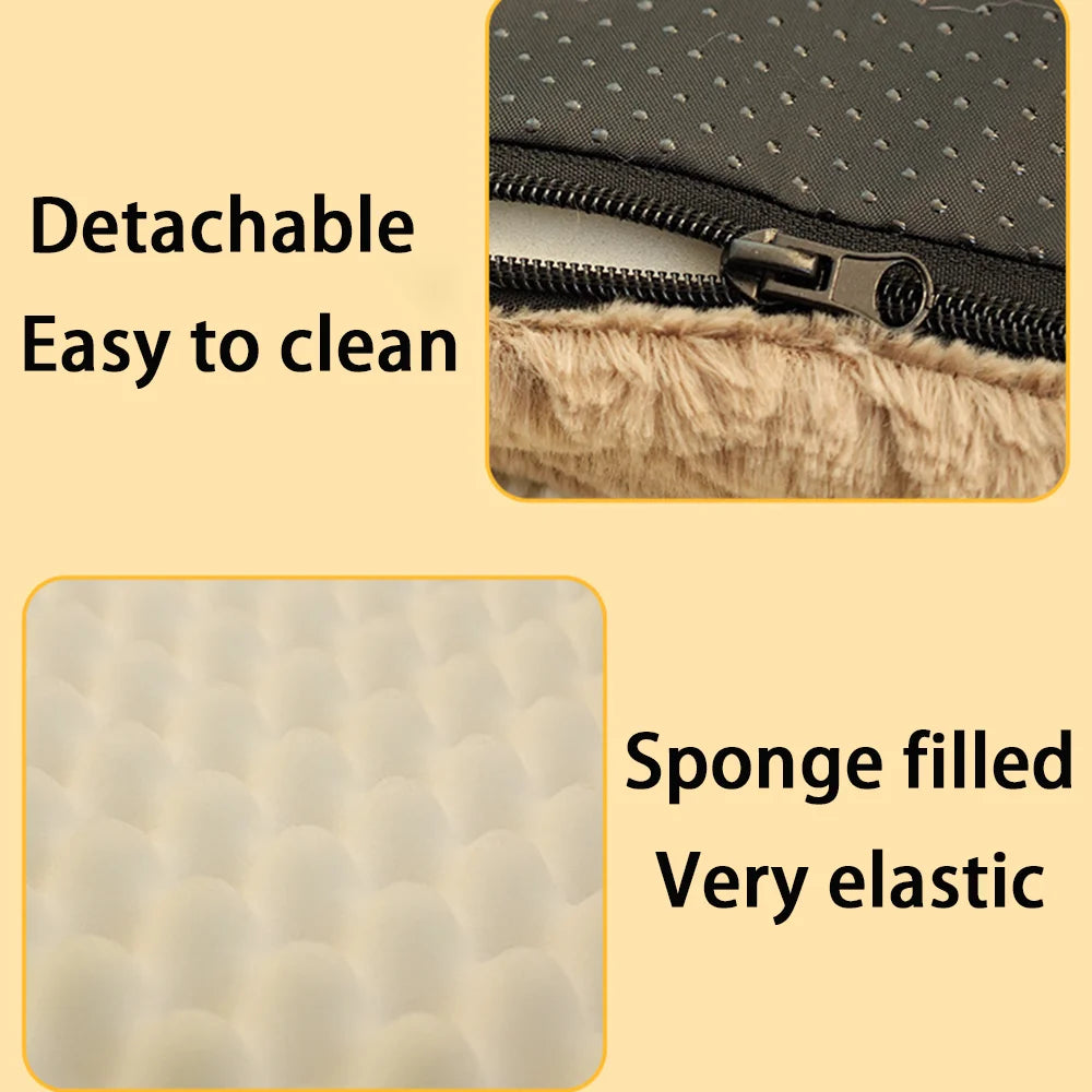 Orthopedic Foam Dog Bed — Waterproof Base, Washable Faux Fur Cover, Anti-Slip