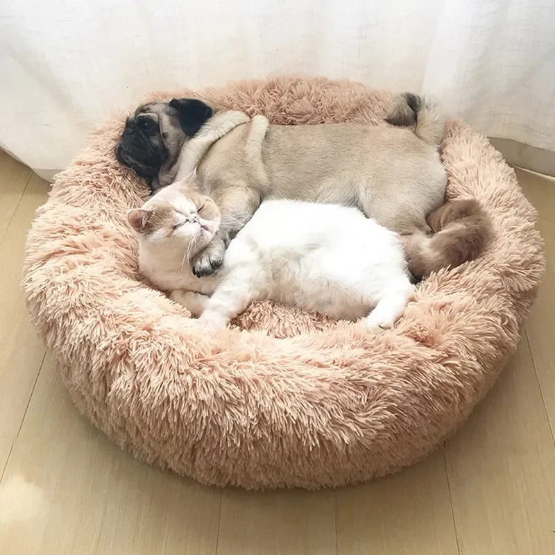 Round Donut Cuddler Pet Bed — Plush Calming Bed for Anxious Cats & Dogs (40–90cm)