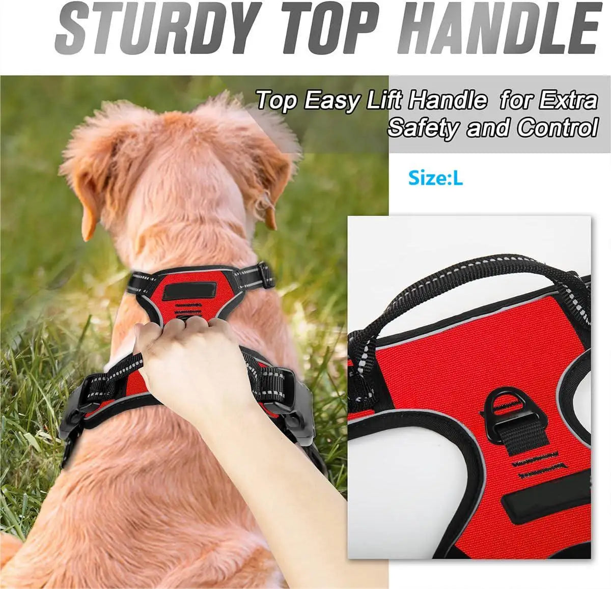 No-Pull Front-Clip Dog Harness — Reflective, Padded, Easy-Control Handle for Big Dogs