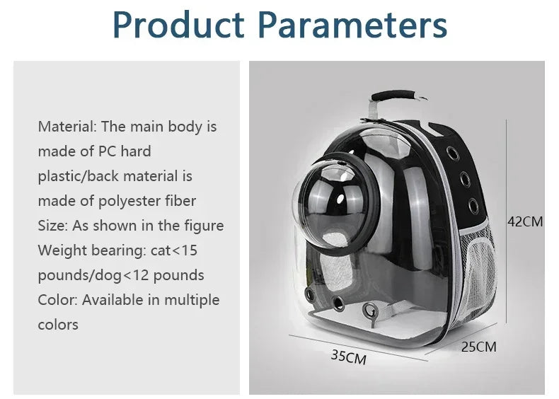 Bubble-Window Pet Backpack — Ventilated Travel Carrier for Cats & Small Dogs
