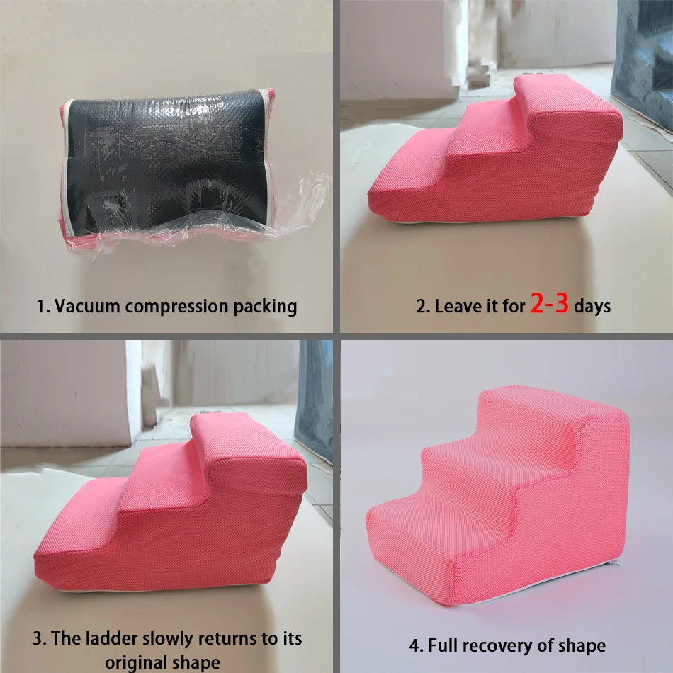 Non-Slip Foam Pet Stairs — 2 or 3 Step Ramp for Senior Dogs, Couch & Bed Access