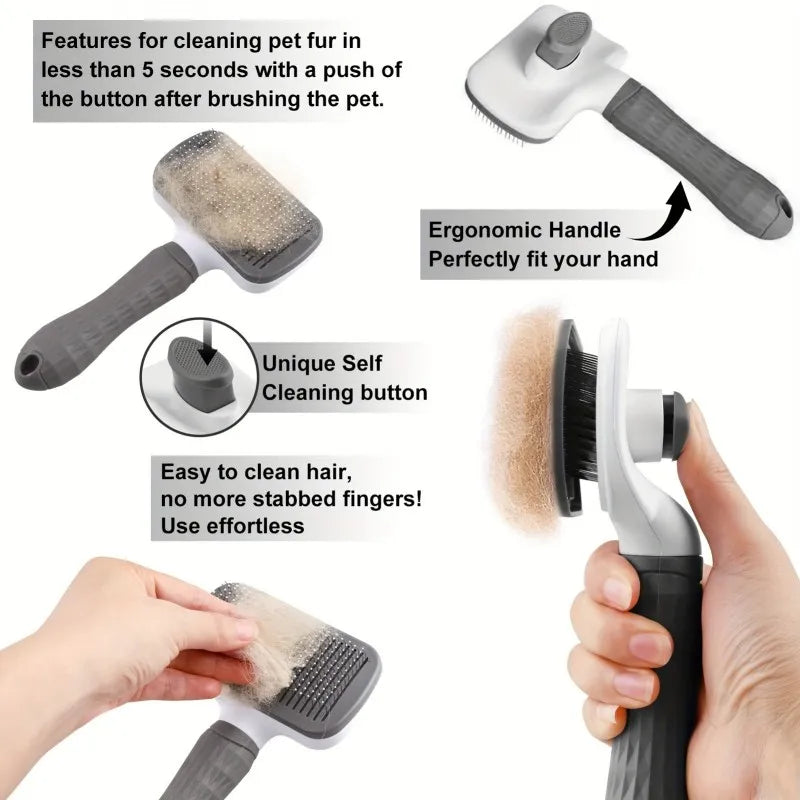 Self-Cleaning Slicker Brush: Dual-Sided Deshedder & Detangler for Cats & Dogs
