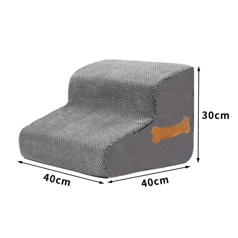 Non-Slip Foam Pet Stairs — 2 or 3 Step Ramp for Senior Dogs, Couch & Bed Access