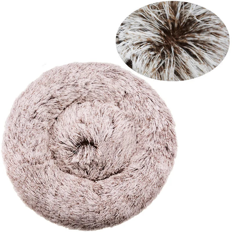 Round Donut Cuddler Pet Bed — Plush Calming Bed for Anxious Cats & Dogs (40–90cm)