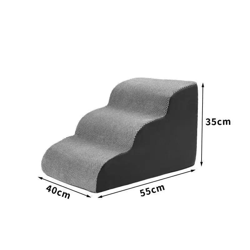 Non-Slip Foam Pet Stairs — 2 or 3 Step Ramp for Senior Dogs, Couch & Bed Access