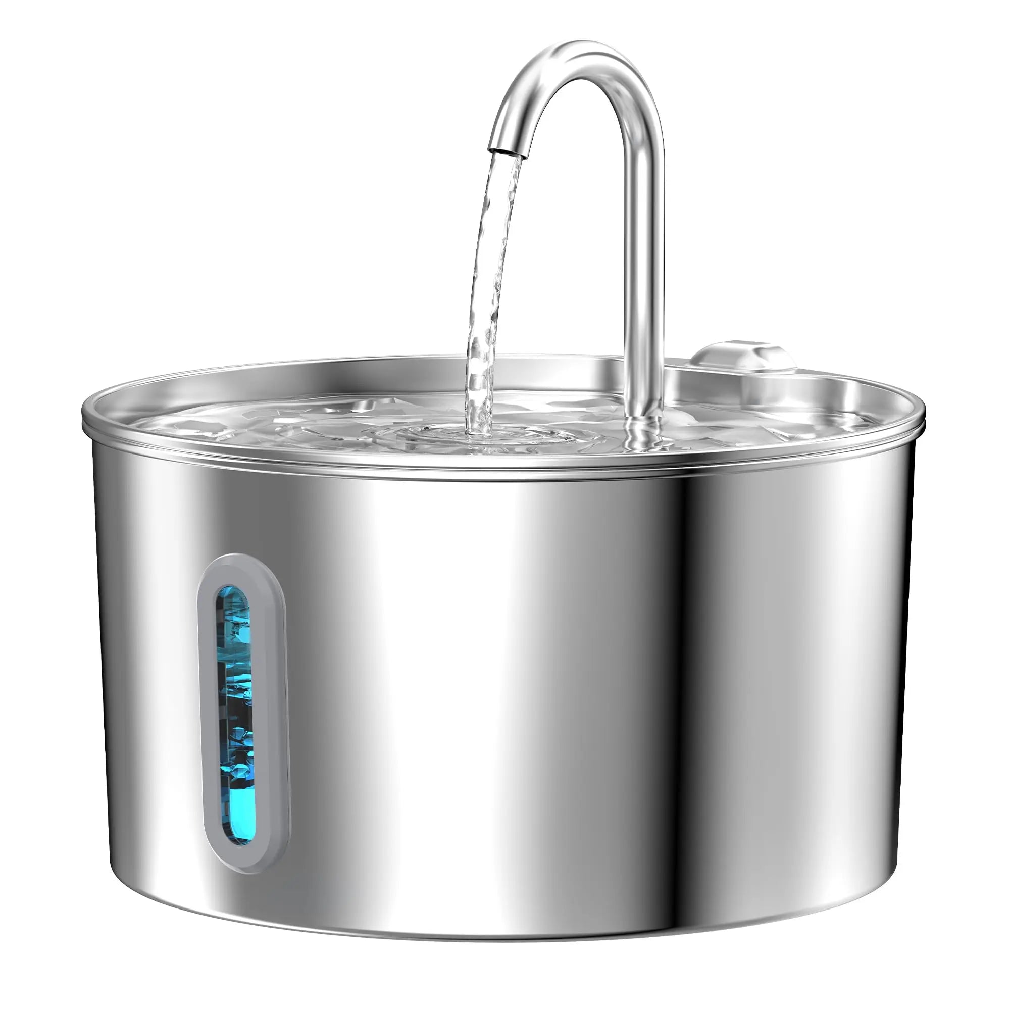 2.2L Stainless Steel Pet Water Fountain — Ultra-Quiet Pump, Visible Tank, Triple Filter