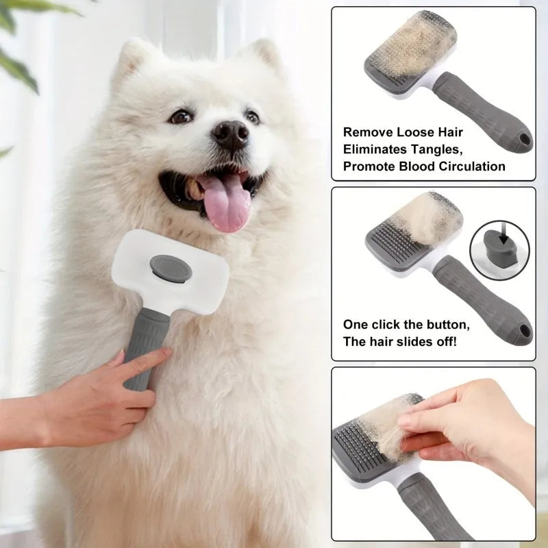 Self-Cleaning Slicker Brush: Dual-Sided Deshedder & Detangler for Cats & Dogs