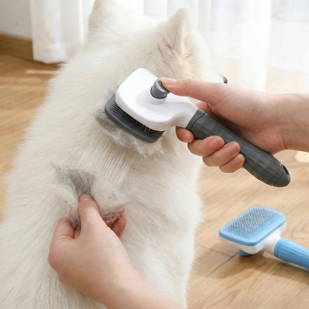 Self-Cleaning Slicker Brush: Dual-Sided Deshedder & Detangler for Cats & Dogs