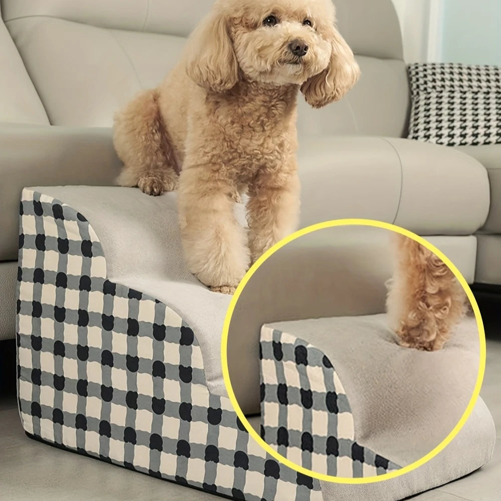 Non-Slip Foam Pet Stairs — 2 or 3 Step Ramp for Senior Dogs, Couch & Bed Access