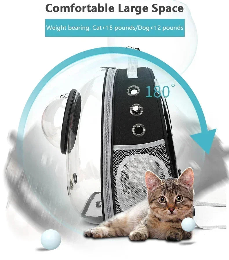 Bubble-Window Pet Backpack — Ventilated Travel Carrier for Cats & Small Dogs