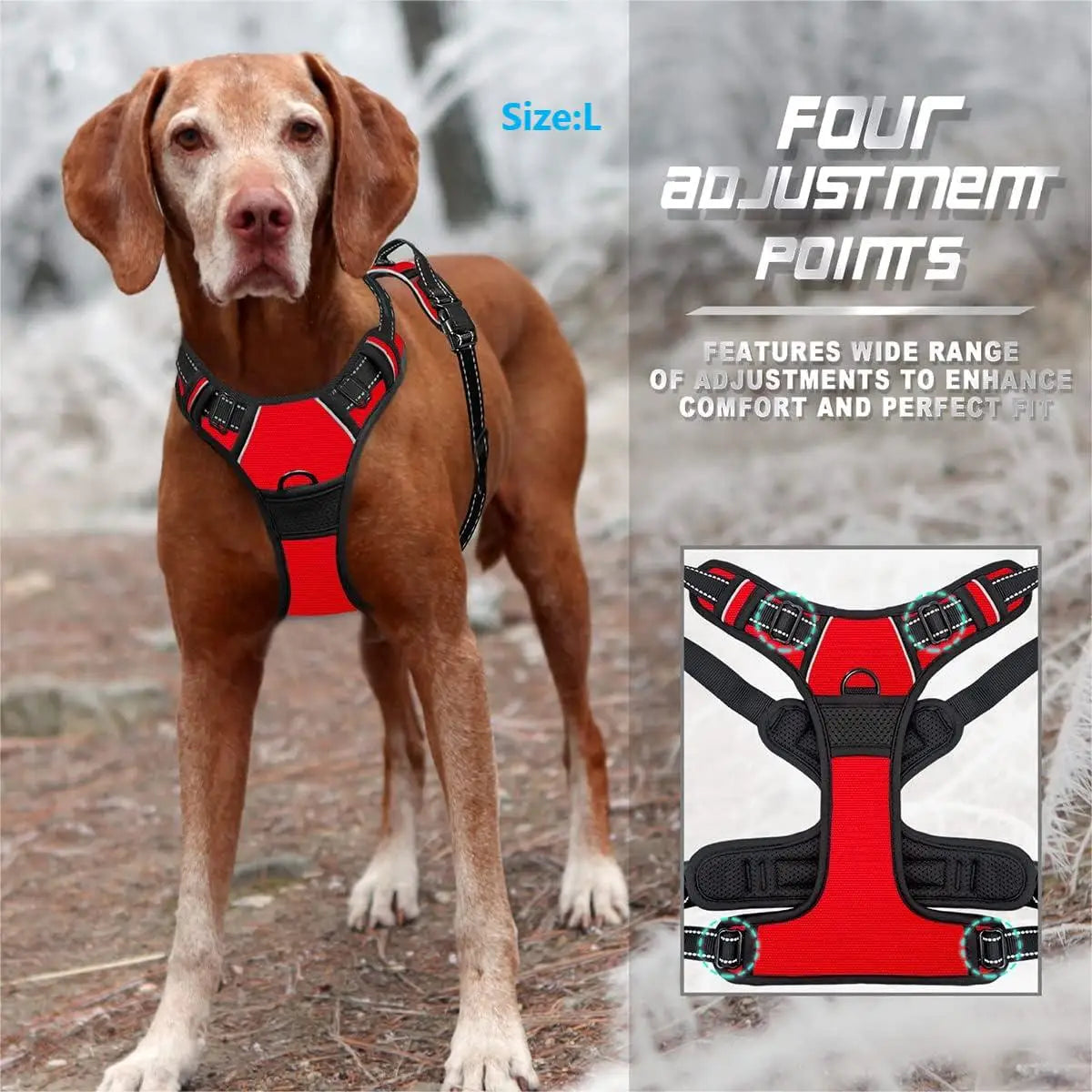 No-Pull Front-Clip Dog Harness — Reflective, Padded, Easy-Control Handle for Big Dogs