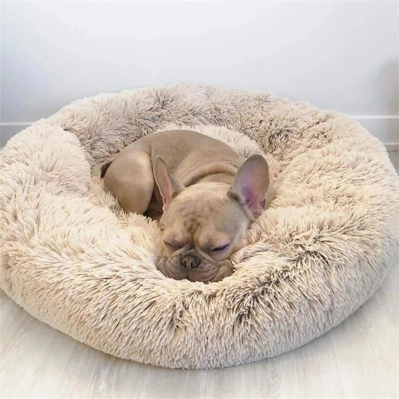 Round Donut Cuddler Pet Bed — Plush Calming Bed for Anxious Cats & Dogs (40–90cm)