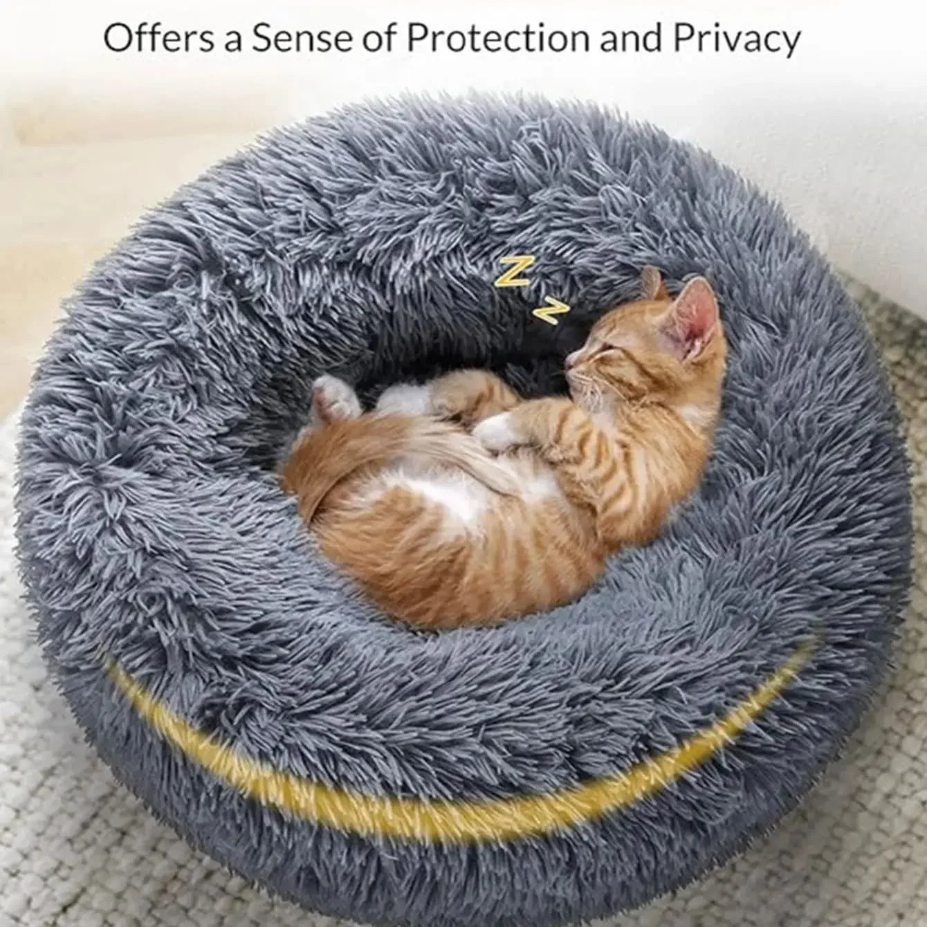 Round Donut Cuddler Pet Bed — Plush Calming Bed for Anxious Cats & Dogs (40–90cm)
