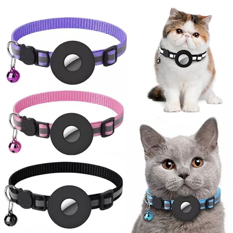 Reflective Collar Waterproof Holder Case For Airtag Air Tag Airtags Protective Cover Cat Dog Kitten Puppy Nylon Collar FurWell