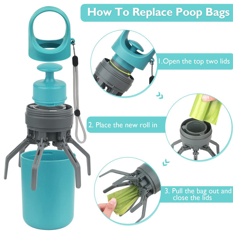 Portable Lightweight Dog Pooper Scooper With Built-in Poop Bag Dispenser Eight-claw Shovel For Pet Toilet Picker Pet Products FurWell