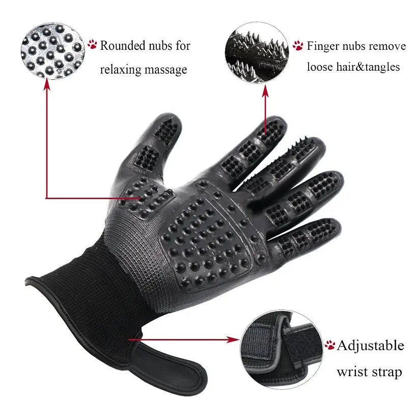 Pet Grooming Gloves – Gentle Deshedding & Massage Glove for Dogs, Cats & Horses Teal Zeus