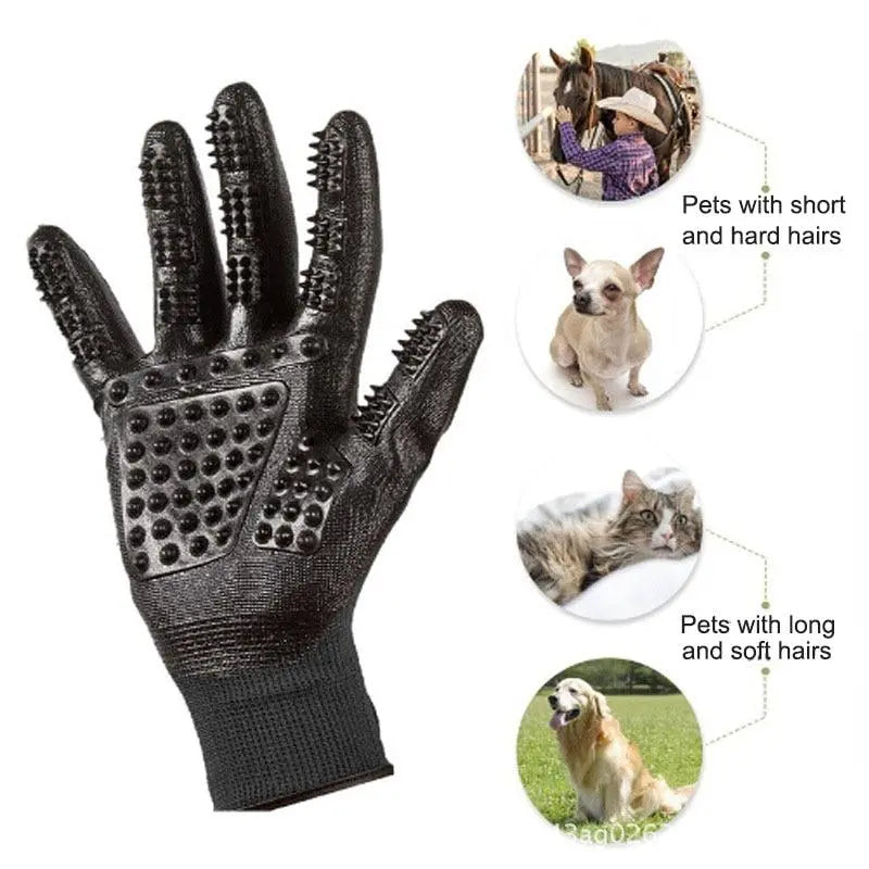 Pet Grooming Gloves – Gentle Deshedding & Massage Glove for Dogs, Cats & Horses Teal Zeus