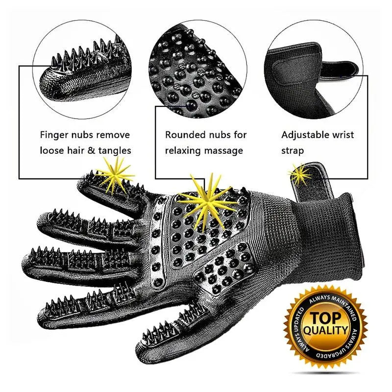 Pet Grooming Gloves – Gentle Deshedding & Massage Glove for Dogs, Cats & Horses Teal Zeus